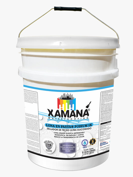 LONA EN PASTA selladora de techo PODIUM ultra blanca 5 galones